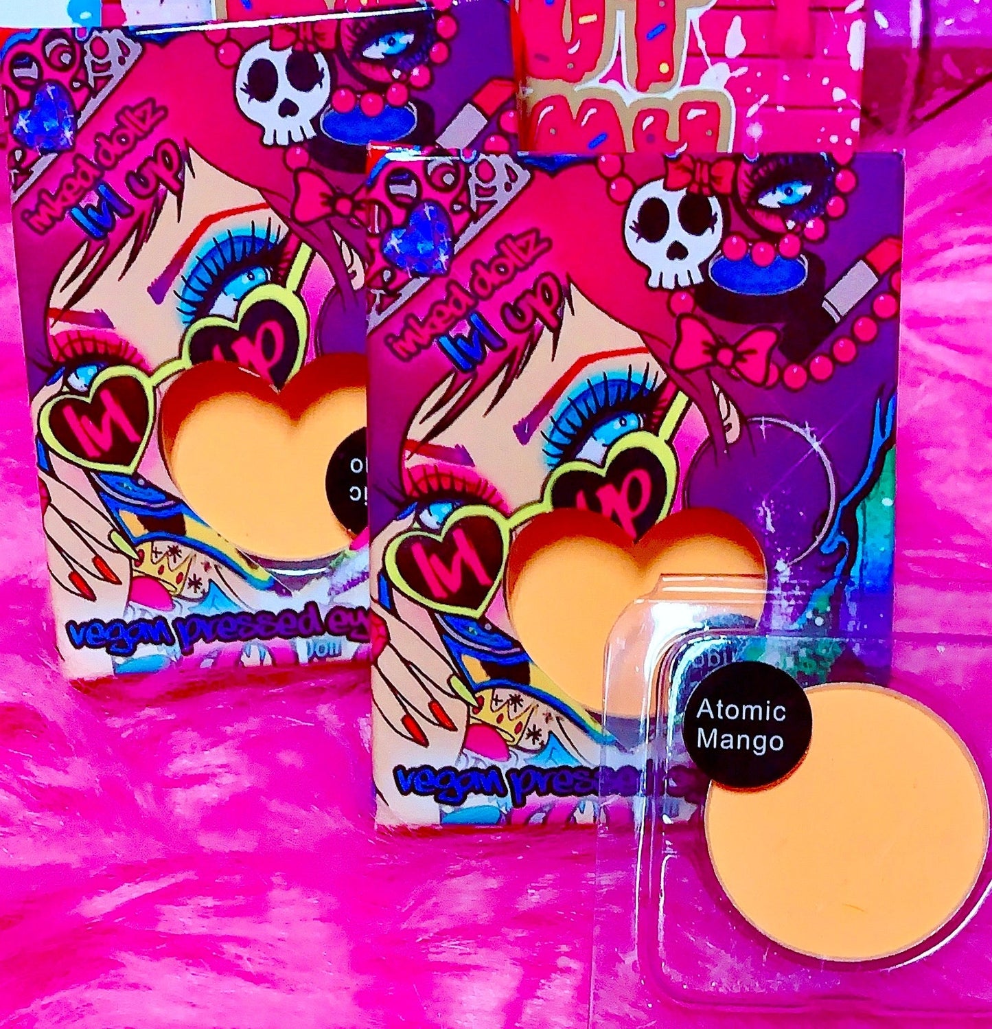 Inked Doll Cosmetics - *UV* ATOMIC MANGO! (Bright Mango) PRESSED EYESHADOW SINGLE