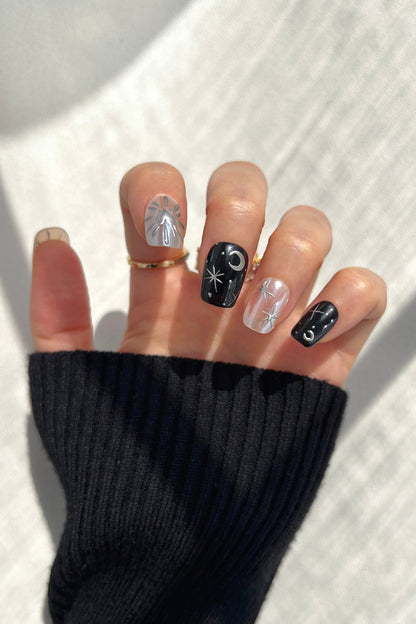 Bonmuz - Monochrome Eclipse | Pro Handmade Gel Nails