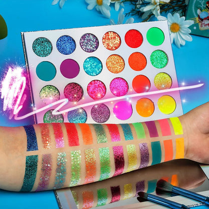 Inked Doll Cosmetics - NEON LIGHTS (24PC) *BLACKLIGHT!* Pigment/Glitter Pallete!